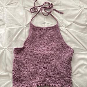 Ivy+Main purple ruffle crop top.